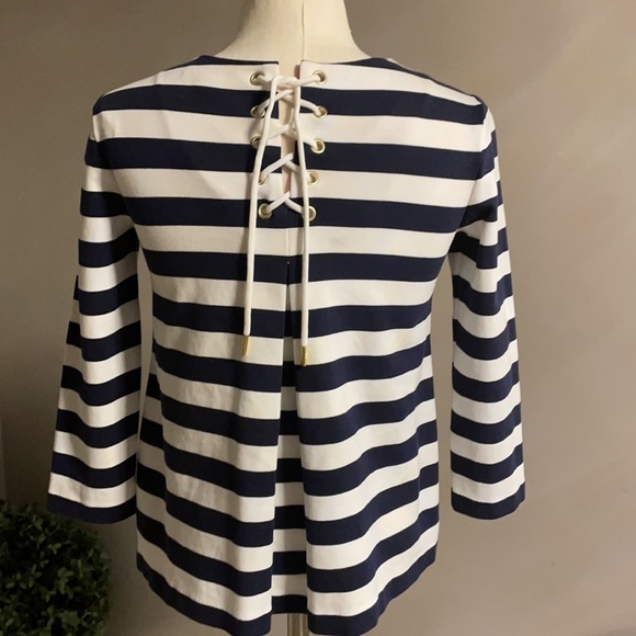 NWOT TOMMY HILFIGER women’s NAUTICAL long sleeve top. Back tie up and pleat. - Picture 1 of 11